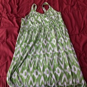 Green and White Plus Size Maxi Dress